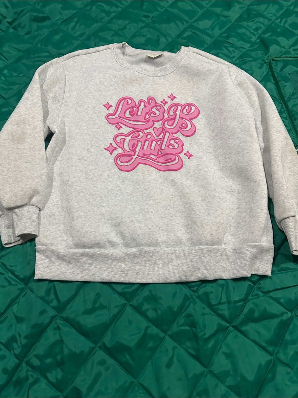 Bobbie Brooks Grey Crewneck Sweatshirt with Pink 'Let's Go Girls' Graphic